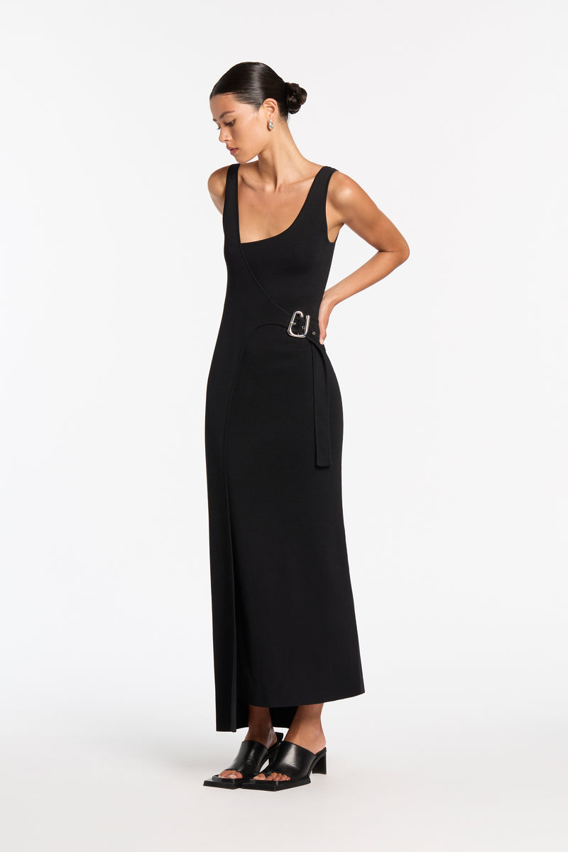 SIR the label Modernist Belted Midi Dress Noir
