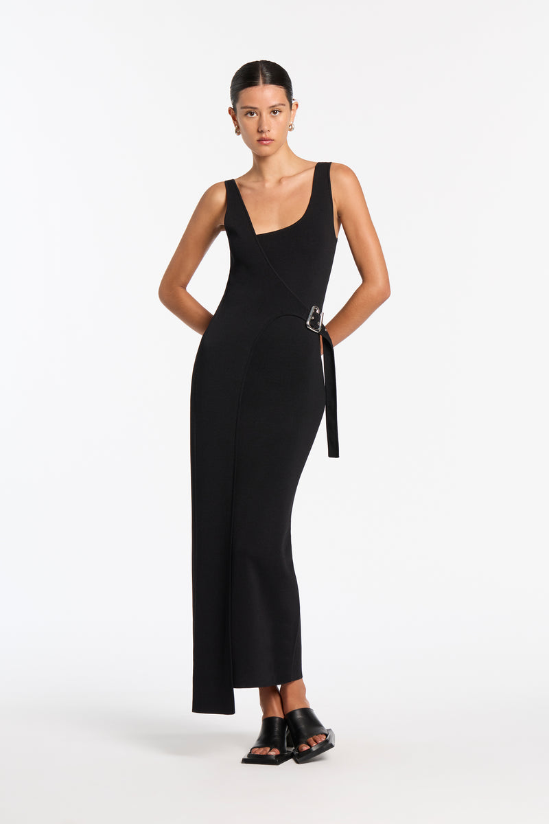 SIR the label Modernist Belted Midi Dress Noir