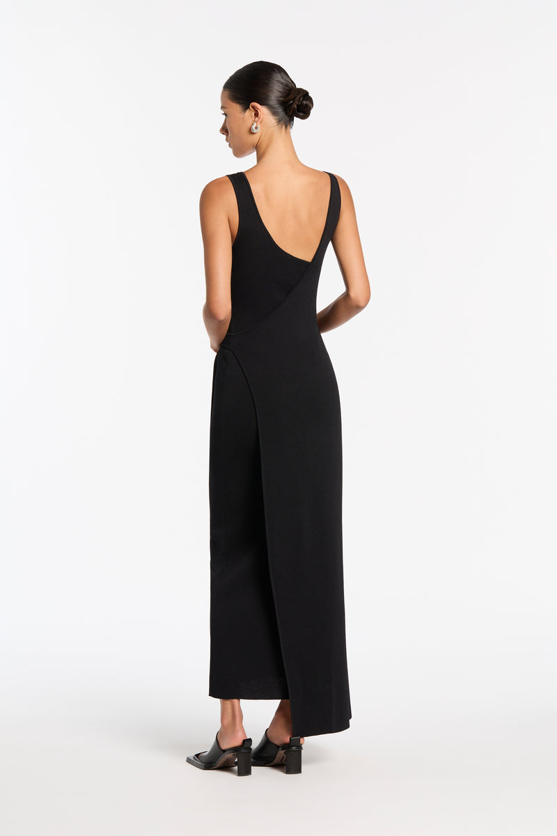 SIR the label Modernist Belted Midi Dress Noir